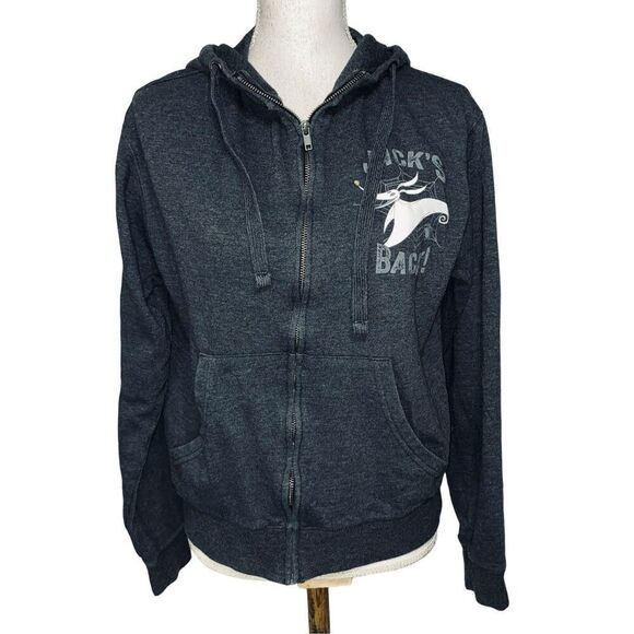 Disney Women's Charcoal Grey Jack Skellington Spiderweb Print Hoodie Small - Picture 1 of 5